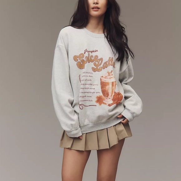 Anthropologie Pumpkin Spice Latte Sweatshirt Size Medium NWT - Picture 2 of 7